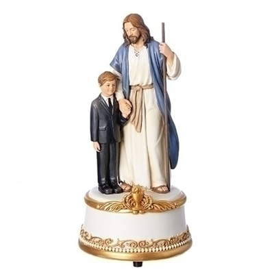 Musical Jesus with Boy Figure - 7.5" (Plays "The Lord's Prayer")