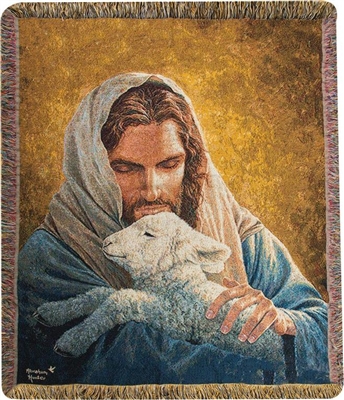Throw Blanket Lost But Found Jesus with Lamb