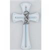 Cross - 7" Praying Boy on White Wood