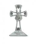 Cross - 4" Baptism Standing Cross (Pewter)