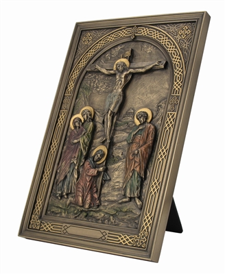 Crucifixion - Iconic Style Wall Plaque with Stand