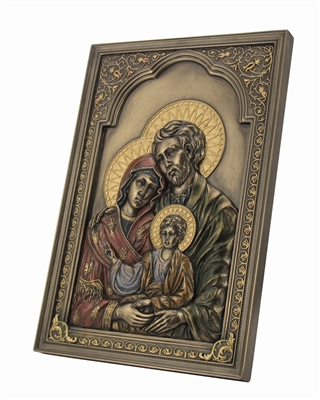 Holy Family - Iconic Style Wall Plaque with Stand