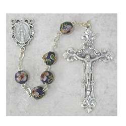 Rosary - Blue Venetian Cloisonne Glass Beads