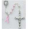 Rosary - Pink Pearl Beads with Our Fathers and Breast Cancer Ribbon