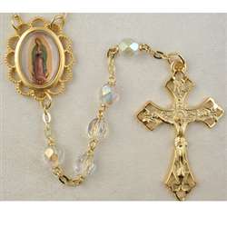 Rosary - Gold Our Lady of Guadalupe Crystal Beads