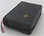 Leather Cover Black Padded with Brass Cross
