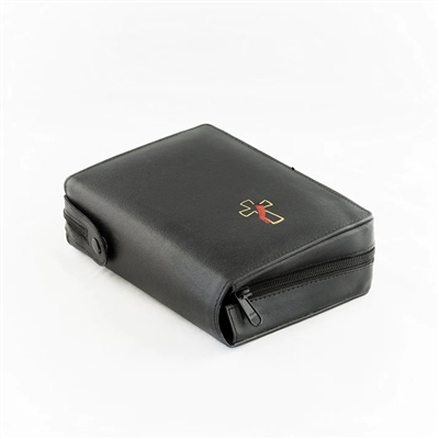 Leather Cover Black Padded with Deacon Cross