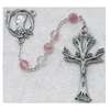 Rosary Rose-Colored Glass Beads and Dogwood Crucifix
