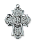 Pendant Pewter Antique Silver Four-Way Cross 24-in Chain