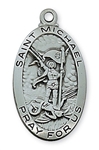 Pendant Pewter Antique Silver St. Michael 24-in Chain