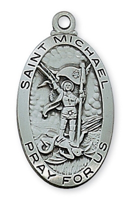 Pendant Pewter Antique Silver St. Michael 24-in Chain