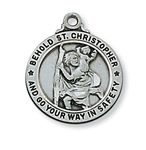 Pendant Pewter Antique Silver St. Christopher 20-in Chain