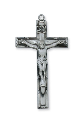 Pendant Pewter Antique Silver Crucifix 24-in Chain