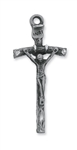 Pendant Pewter Antique Silver Papal Crucifix 2" x 1" on 24-in chain