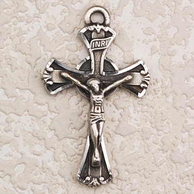 Pendant Pewter Antique Silver Crucifix 1 1/4" X 3/4" on 18-in Chain