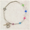 Bracelet Rosary Swarovski Multi-Color Rhodium medals 7.5"