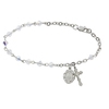 Bracelet Rosary Swarovski Crystal Rhodium Medals 7.5"