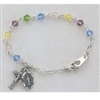 Baby Bracelet Rosary Multi-color beads Sterling Silver medals 5.5"