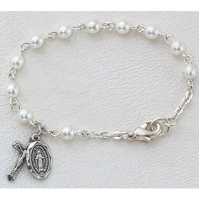 Bracelet Rosary Baby Pearl 4mm beads 5.5"