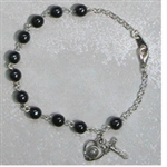 Bracelet Rosary Pewt Hematite 7.5"