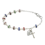 Bracelet Rosary Deluxe Multicolor Capped 7.5"