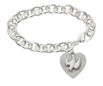 Bracelet w/ Engravable Heart & Dove 7.5"