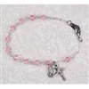 Bracelet Rosary Tin-Cut Pink Rhodium 6.5"
