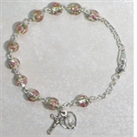 Bracelet Pewter 6mm Clear Venetian Glass beads 7.5"