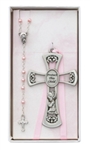 Cross Baby & Rosary Set Pink