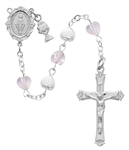 First Communion Rosary Pearl & Pink Heart with Chalice Charm