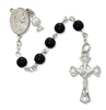 First Communion Rosary 6mm Black Glass Bead with Chalice Charm