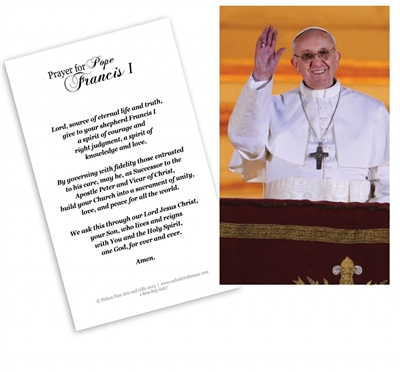 Laminated Holy Card Pope Francis on Balcony