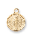 Pendant Gold over Sterling Silver Miraculous Medal on 16" Chain