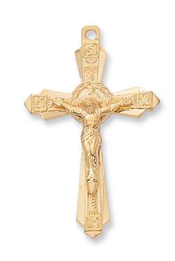 Crucifix Pendant Gold over Sterling Silver 24" Chain