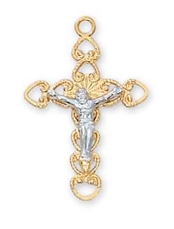 Crucifix Pendant Gold over Sterling Silver 18" Chain