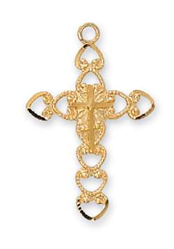 Pendant Cross Gold over Sterling Silver 18" Chain