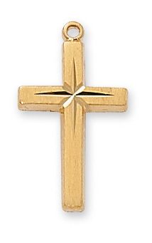 Pendant Gold over Sterling Silver Cross on 18" Chain