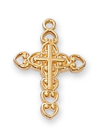Pendant Gold over Sterling Silver Cross 16" Chain