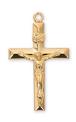 Crucifix Pendant Gold over Sterling Silver 24" Chain