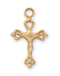 Crucifix Pendant Gold over Sterling Silver 16" Chain