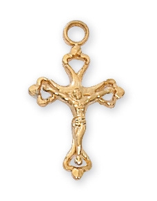 Crucifix Pendant Gold over Sterling Silver 16" Chain