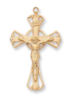 Crucifix Pendant Gold over Sterling Silver 18" Chain