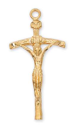 Pendant Gold over Sterling Silver Papal Crucifix 18" Chain