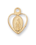 Pendant Gold over Sterling Silver Miraculous Medal 16" Chain