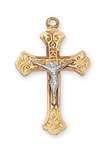 Crucifix Gold over Sterling Silver Tutone 18" Chain