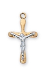 Pendant Gold over Sterling Silver TUTONE Crucifix 16" CHAIN