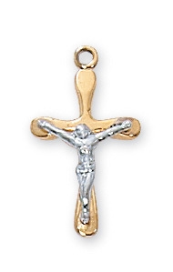 Pendant Gold over Sterling Silver TUTONE Crucifix 16" CHAIN