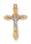 Crucifix Gold over Sterling Silver Tutone 18" Chain