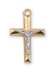 Pendant Two-Tone Gold over Sterling Silver Crucifix 18" Chain