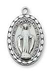 Pendant Sterling Silver Miraculous Medal on 18" Chain